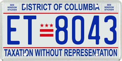 DC license plate ET8043