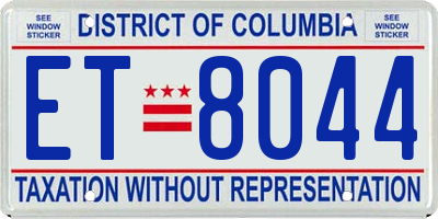 DC license plate ET8044
