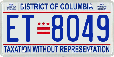 DC license plate ET8049