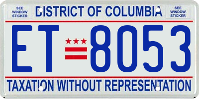 DC license plate ET8053