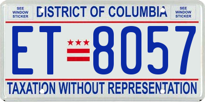 DC license plate ET8057