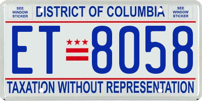 DC license plate ET8058