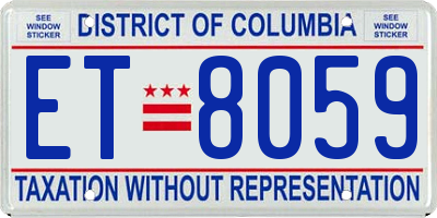 DC license plate ET8059
