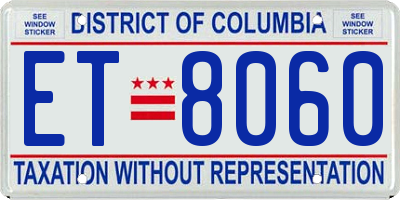 DC license plate ET8060