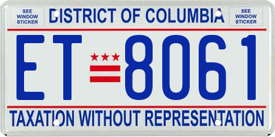 DC license plate ET8061