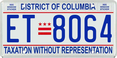 DC license plate ET8064