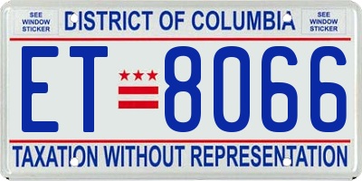 DC license plate ET8066