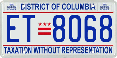 DC license plate ET8068