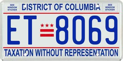DC license plate ET8069