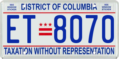 DC license plate ET8070