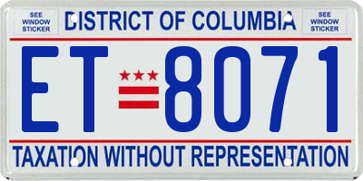 DC license plate ET8071