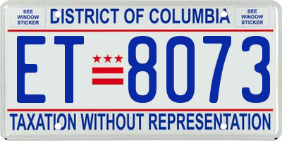 DC license plate ET8073