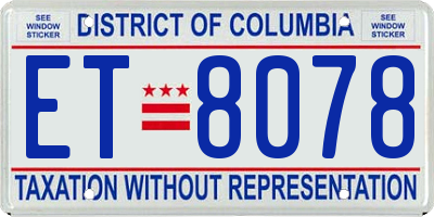 DC license plate ET8078