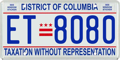 DC license plate ET8080