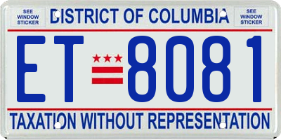 DC license plate ET8081