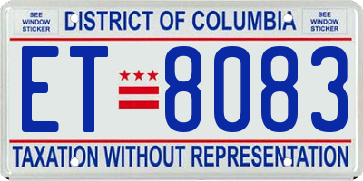 DC license plate ET8083