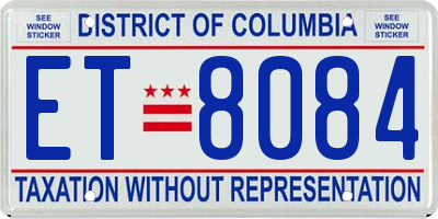 DC license plate ET8084