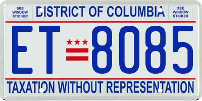 DC license plate ET8085