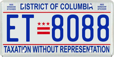 DC license plate ET8088