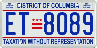 DC license plate ET8089