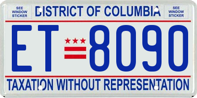 DC license plate ET8090