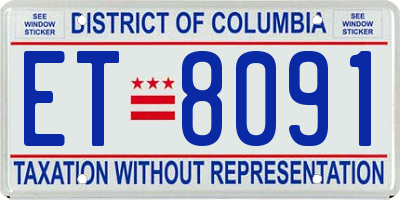 DC license plate ET8091
