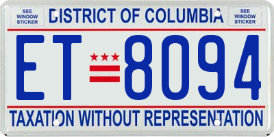 DC license plate ET8094