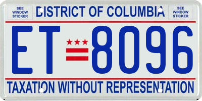 DC license plate ET8096