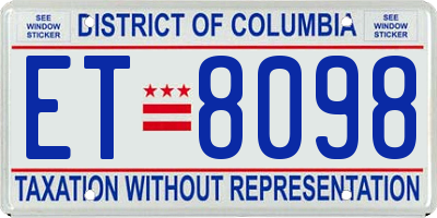 DC license plate ET8098