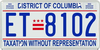 DC license plate ET8102