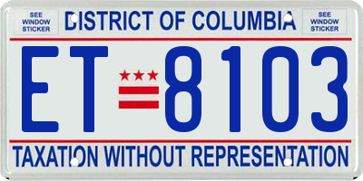 DC license plate ET8103