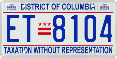 DC license plate ET8104