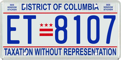 DC license plate ET8107