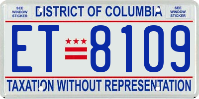 DC license plate ET8109