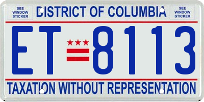 DC license plate ET8113