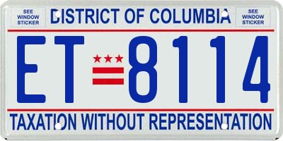 DC license plate ET8114