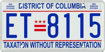 DC license plate ET8115