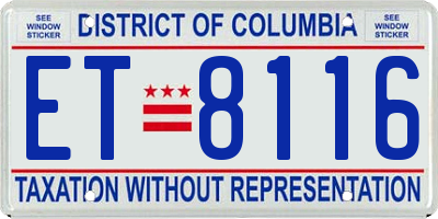 DC license plate ET8116