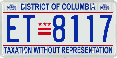 DC license plate ET8117