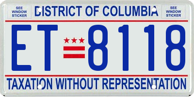 DC license plate ET8118