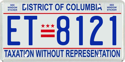 DC license plate ET8121