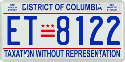 DC license plate ET8122