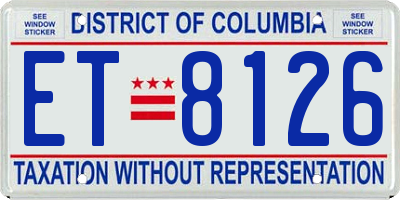 DC license plate ET8126