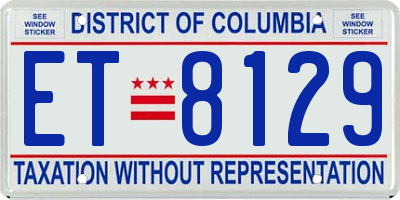 DC license plate ET8129