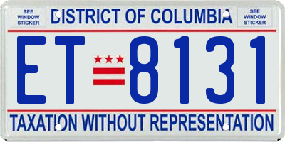 DC license plate ET8131