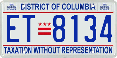 DC license plate ET8134