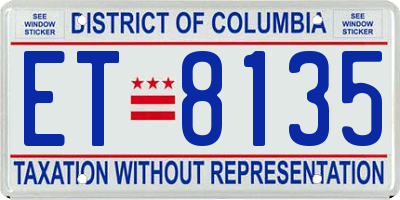 DC license plate ET8135