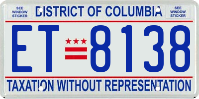 DC license plate ET8138