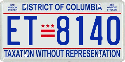 DC license plate ET8140