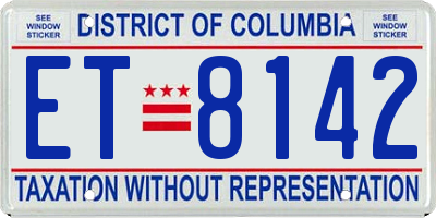 DC license plate ET8142